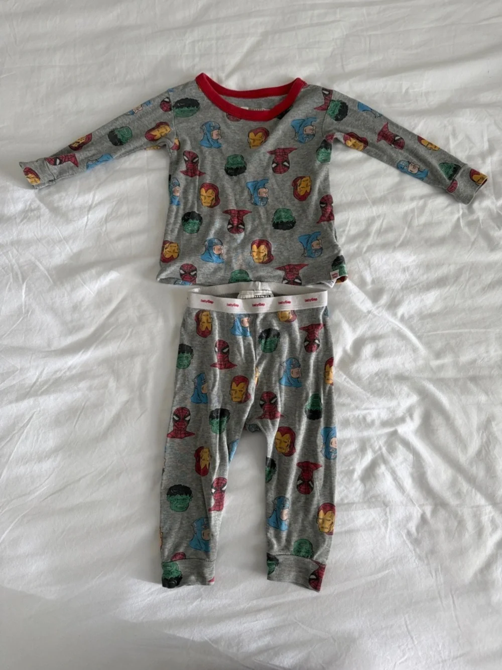 Marvel Grey Kids Superhero Pajama Set with Red Neck Trim 12 months